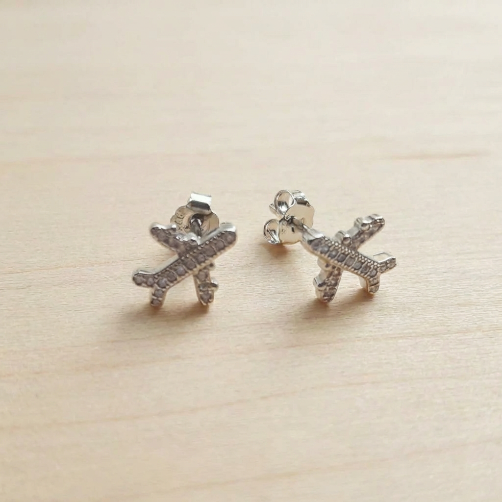 Jet Set Pave Airplane Stud Earrings