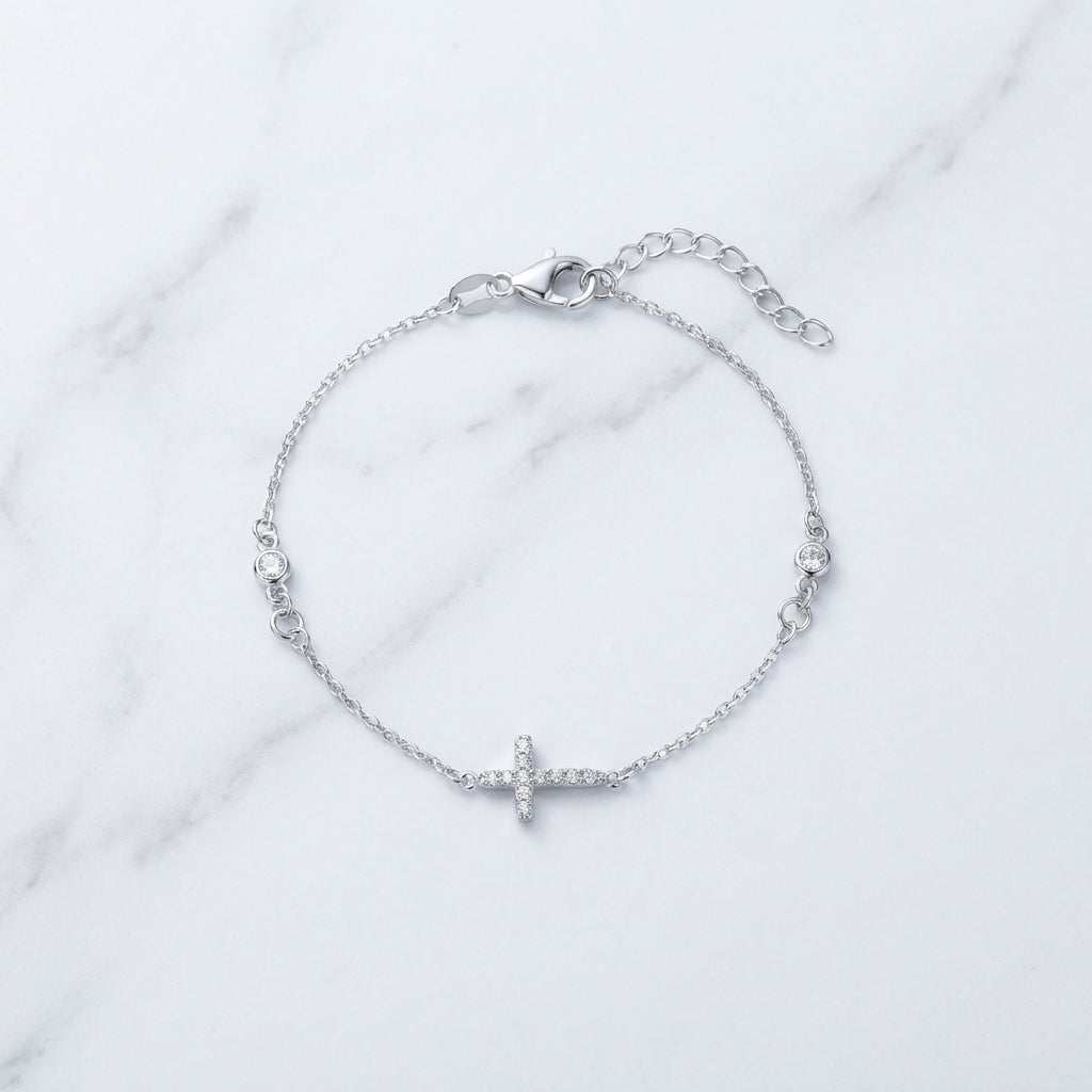 Grace Sideways Cross Pavé Simulated Diamonds Bracelet
