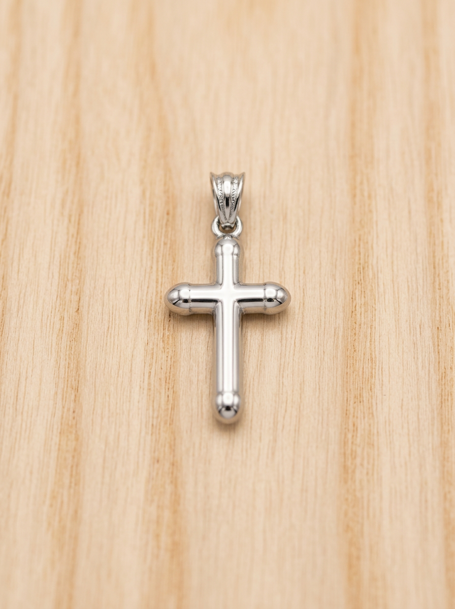 Gloria Puffed Tubular Cross Pendant