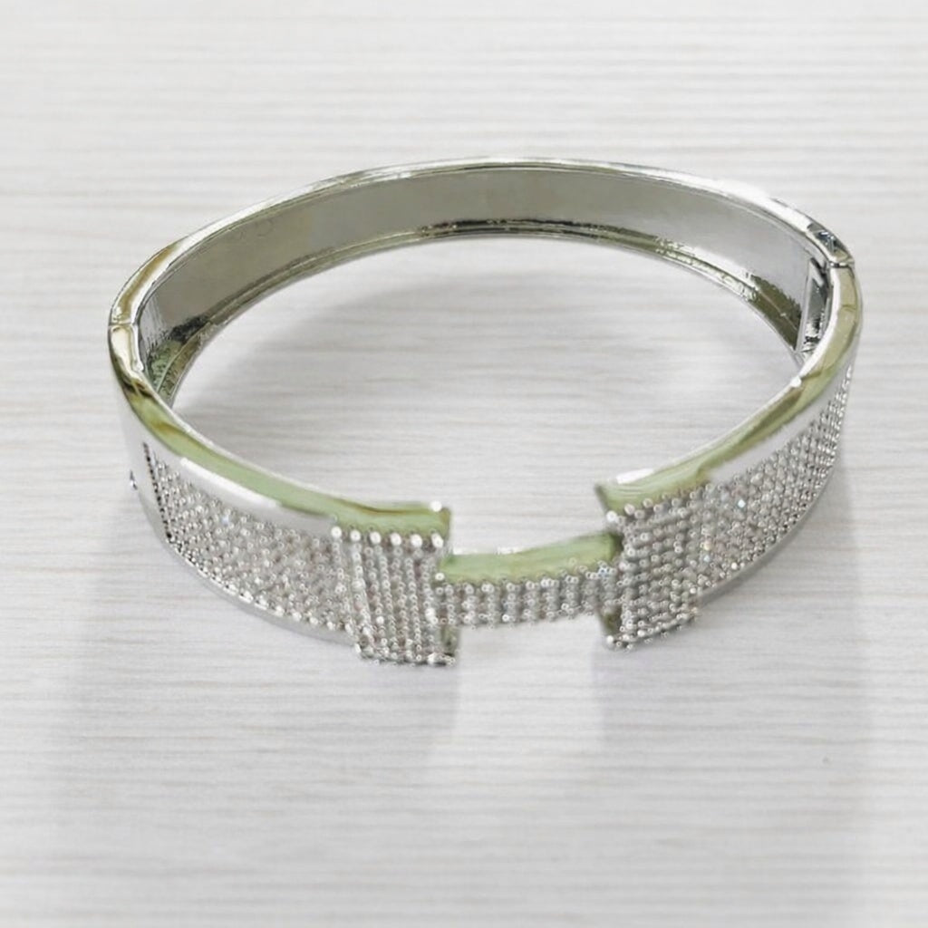 Lumière Pavé Simulated Diamonds Wide Cuff Bangle