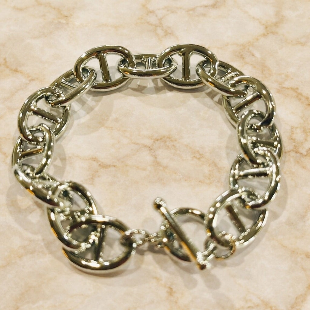 Harbor Anchor Chain Bracelet with Toggle Closure