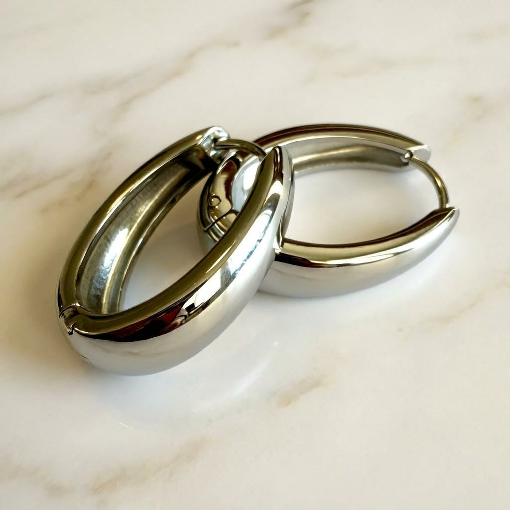 Chunky Oval Dome Hoop Earrings