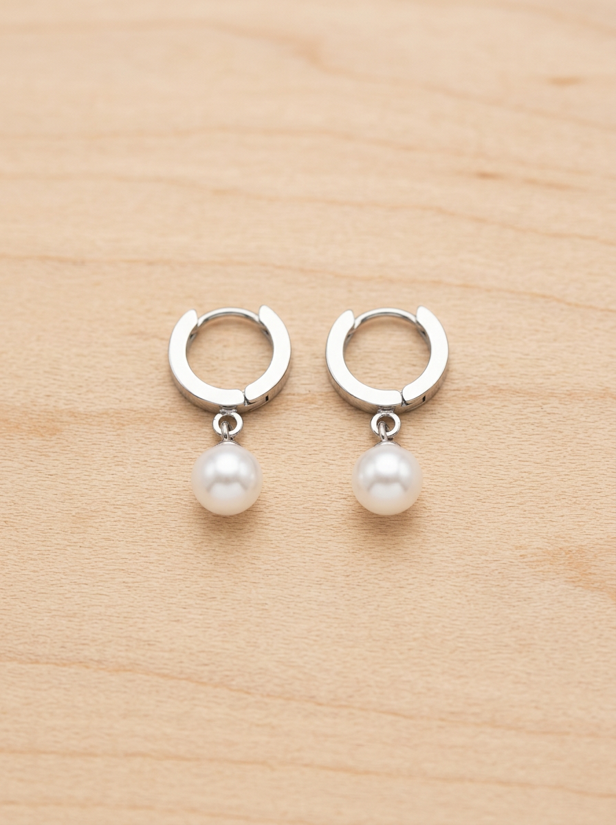 Soleil  Pearl Drop Huggie Earrings