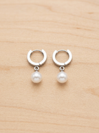 Soleil  Pearl Drop Huggie Earrings
