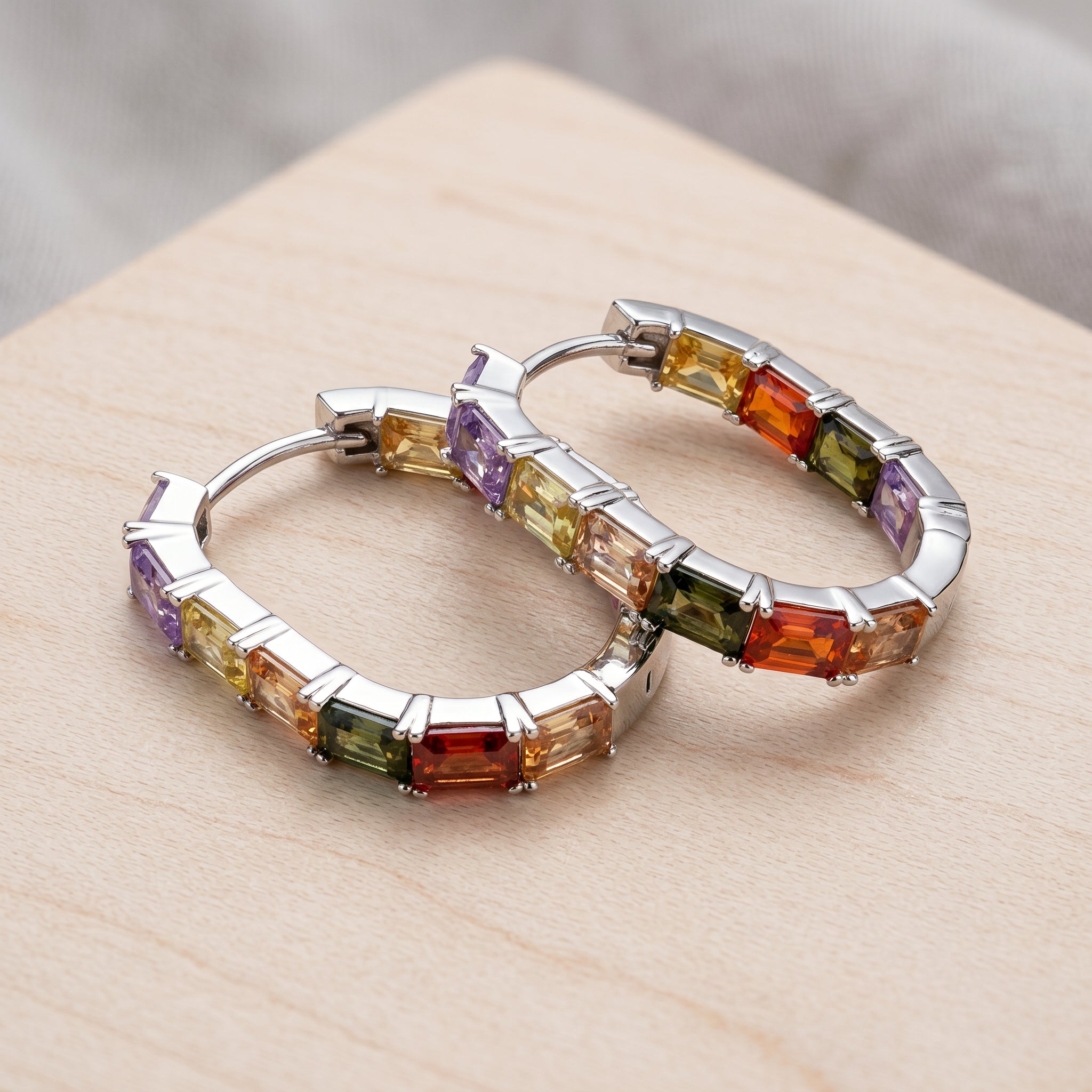 Prism Luxe 24/7 Gemstone Hinged Hoop Earrings