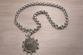 Stainless Steel & Sterling Silver Equestrian Horse Medallion Necklace — Chunky Rolo Chain with Shackle Clasp