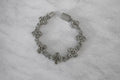Silver Blossom Cluster Bracelet | Simulated Diamond | Rhodium Plated | Quatrefoil Flower Link