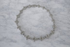 Silver Blossom Cluster Necklace | Simulated Diamond | Rhodium Plated | Quatrefoil Flower Link