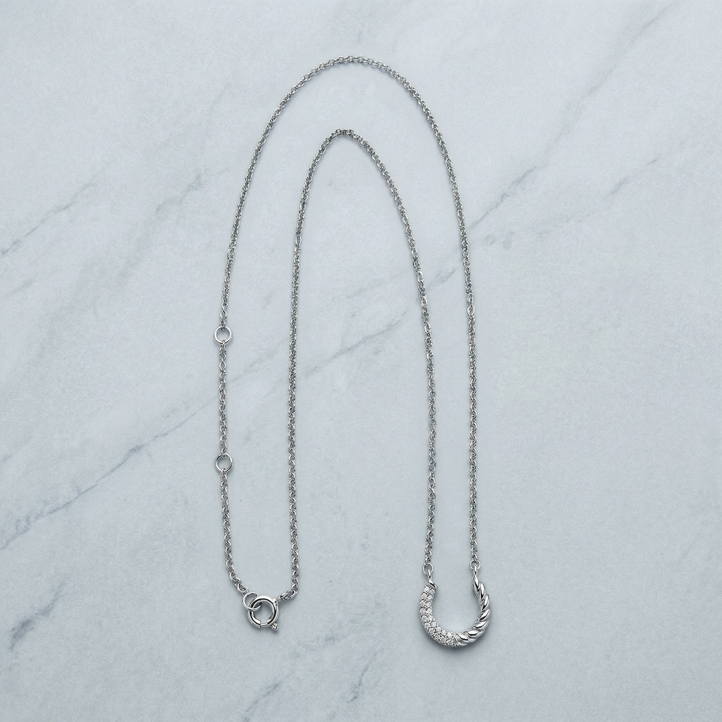 Delicate Rope & Simulated Diamond Horseshoe Necklace