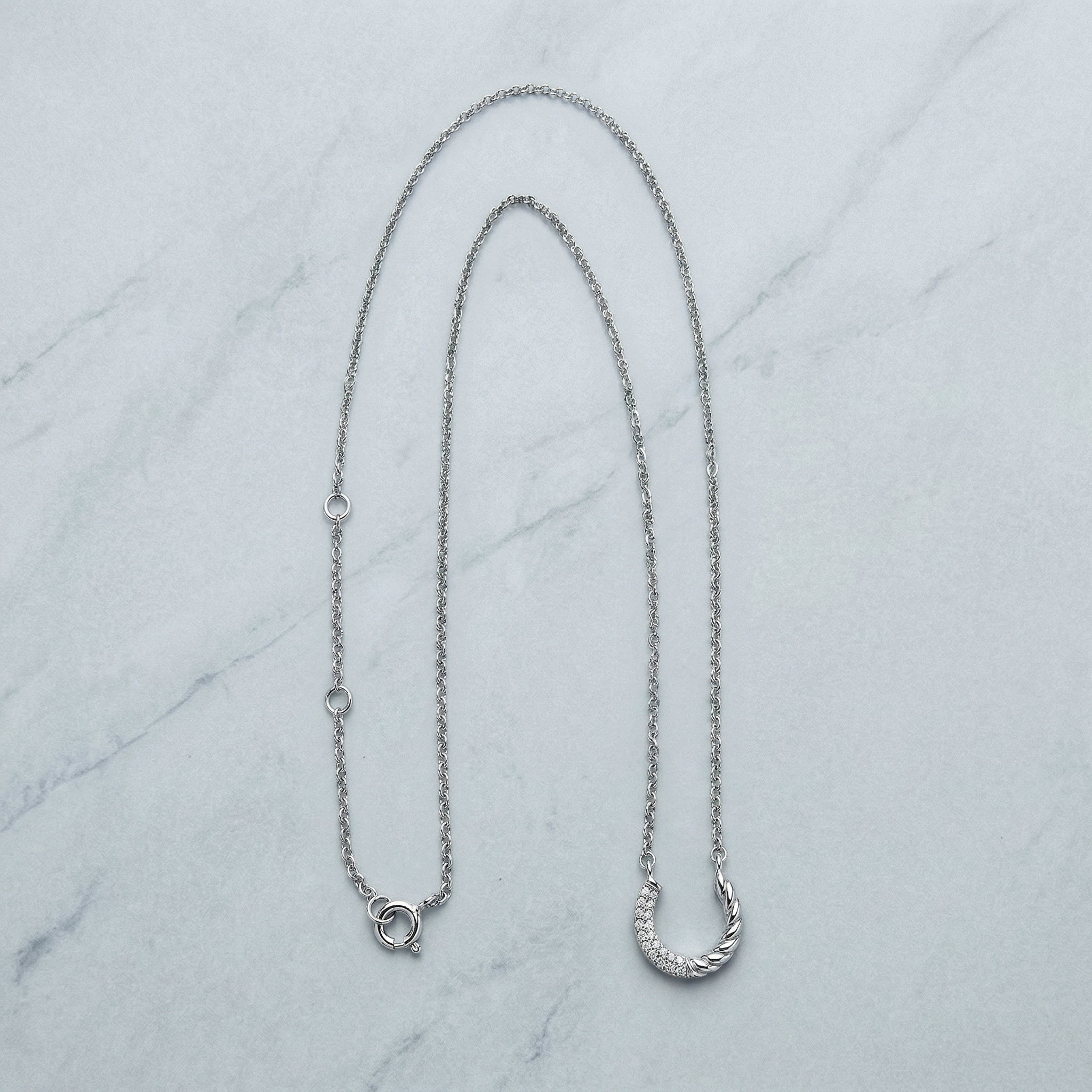 Delicate Rope & Simulated Diamond Horseshoe Necklace