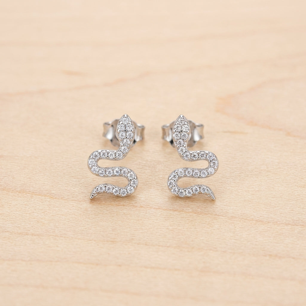 Sparkling Snake Stud Earrings