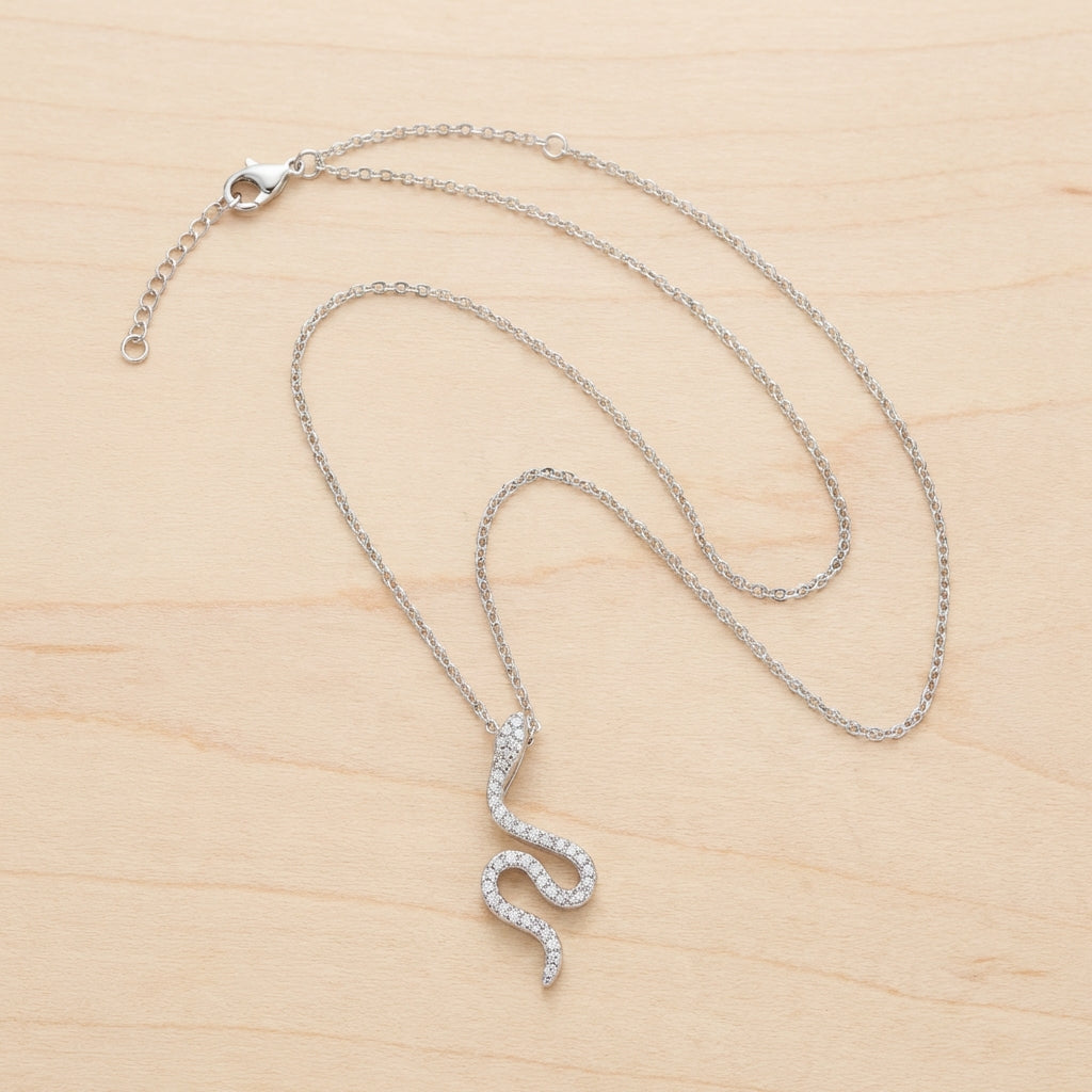 Pavé Serpent Snake Pendant Necklace