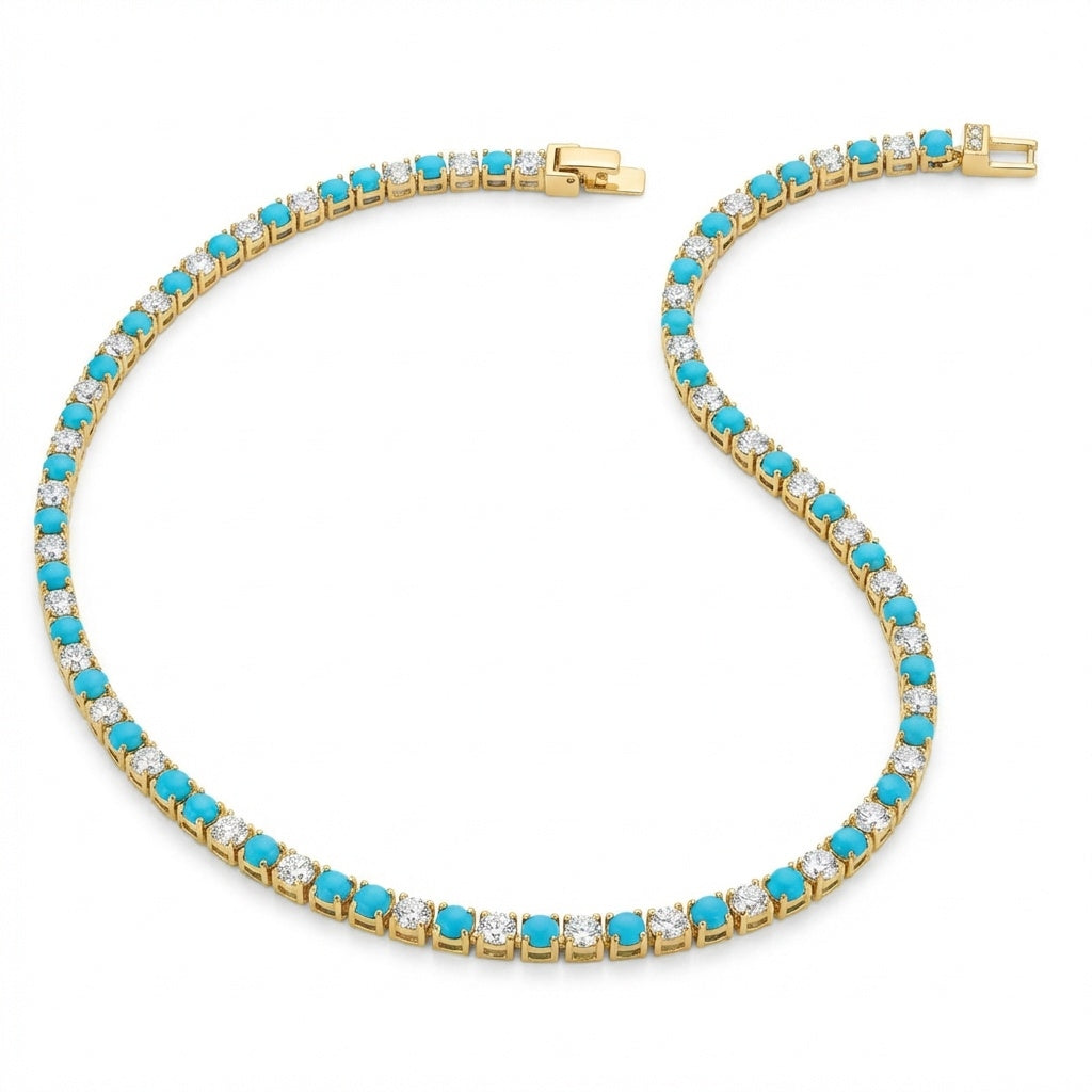 Sedona Sky Turquoise & Diamond Tennis Necklace