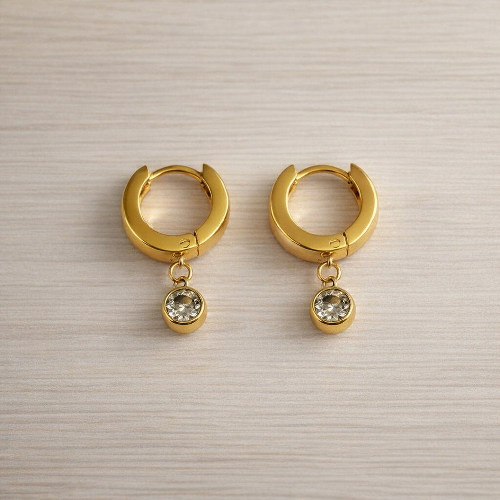 Lumière Simulated Diamond Drop Huggie Hoop Earrings