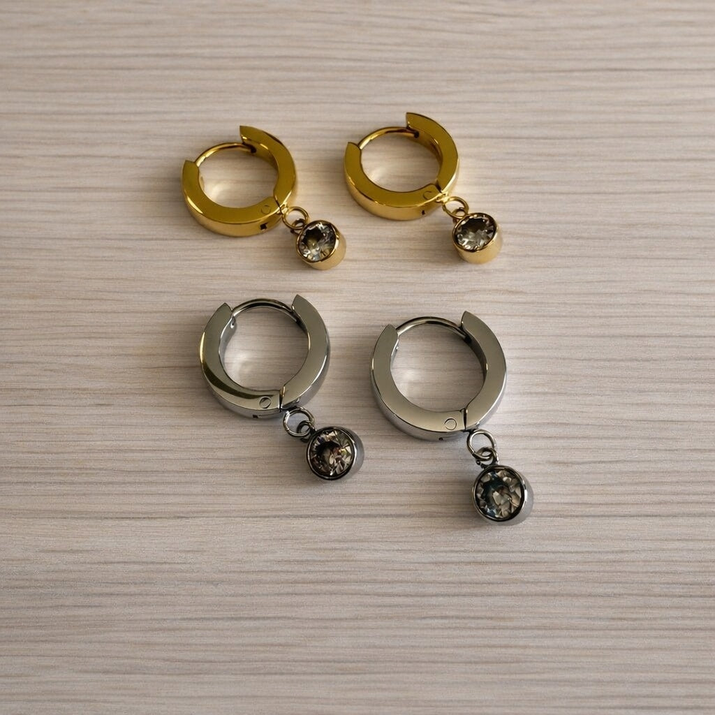 Lumière Simulated Diamond Drop Huggie Hoop Earrings