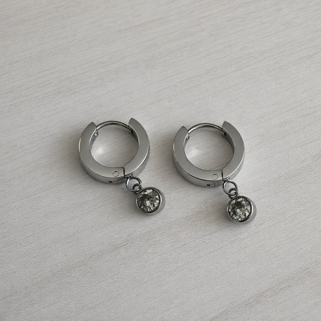 Lumière Simulated Diamond Drop Huggie Hoop Earrings