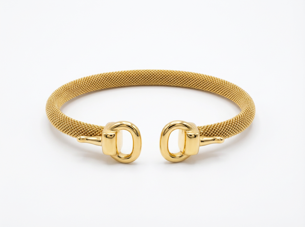 Equestrian D-Ring Mesh Cuff Bracelet