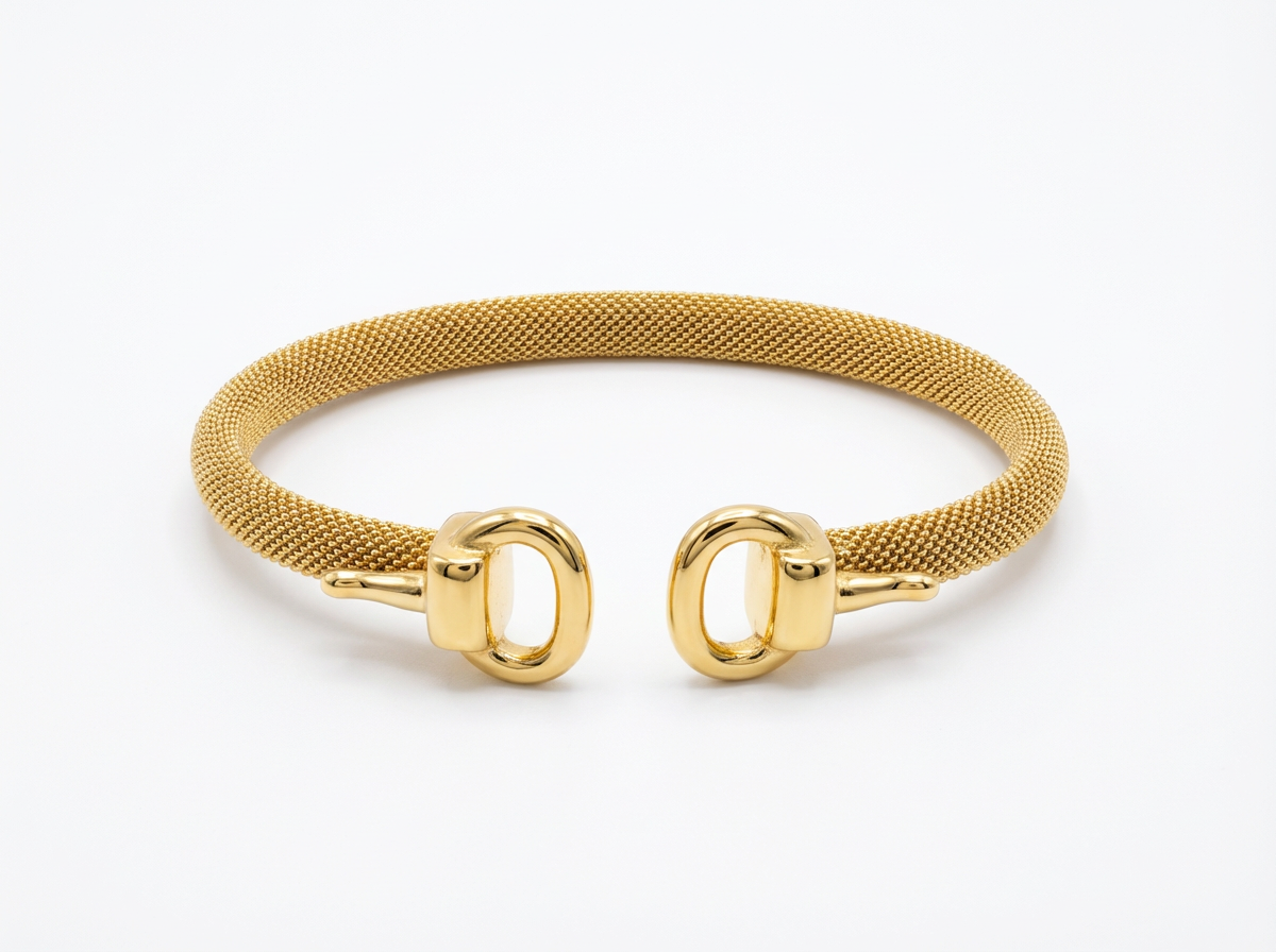 Equestrian D-Ring Mesh Cuff Bracelet