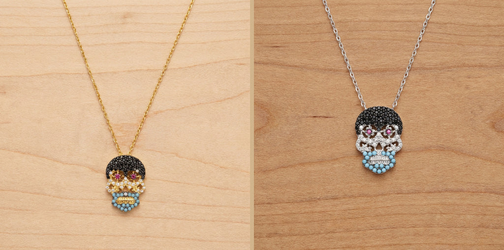 Catrina Multi-Stone Sugar Skull Pendant Necklace