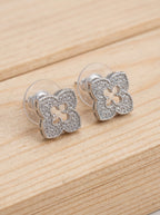 Fleur Belle Pave Simulated Diamond Quatrefoil Stud Earrings