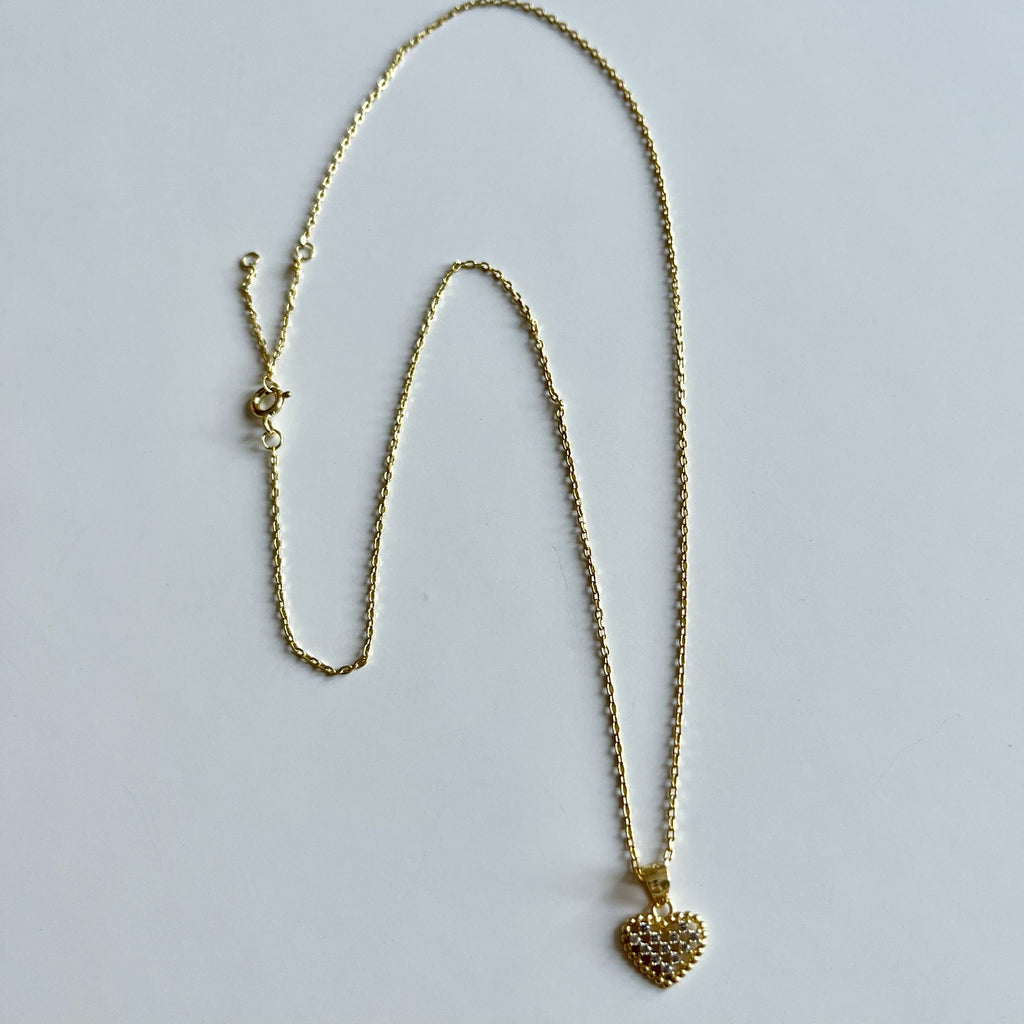 Small Heart Simulated Diamonds Necklace