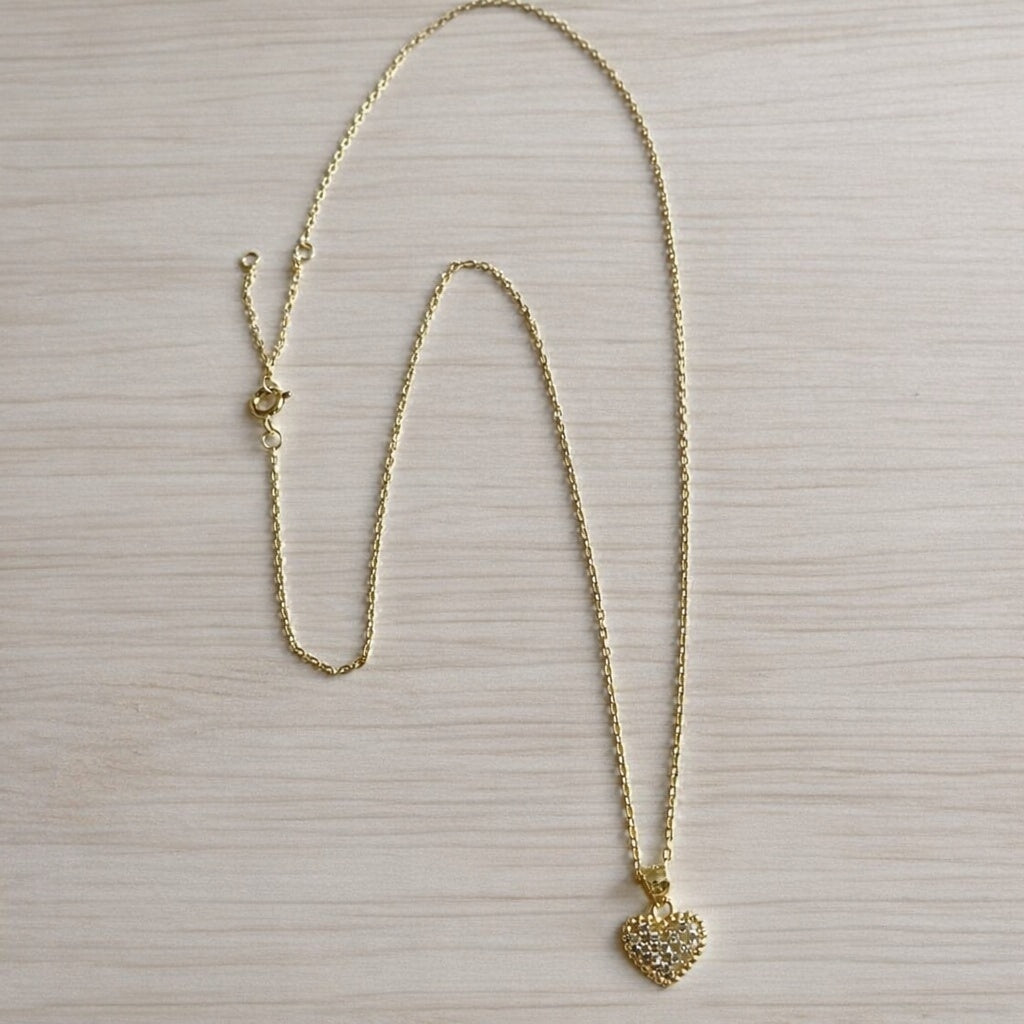 Small Heart Simulated Diamonds Necklace