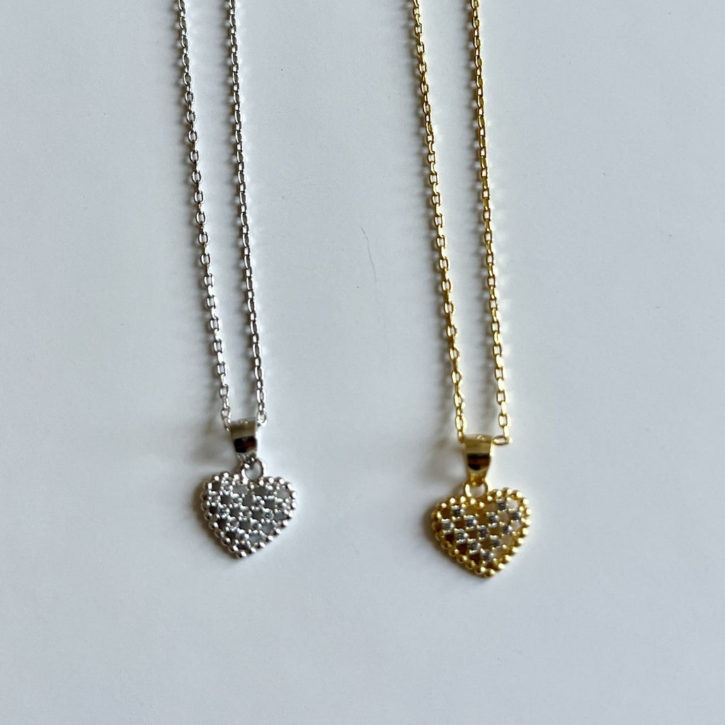 Small Heart Simulated Diamonds Necklace