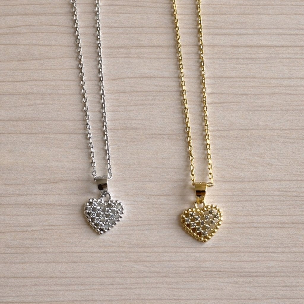 Small Heart Simulated Diamonds Necklace