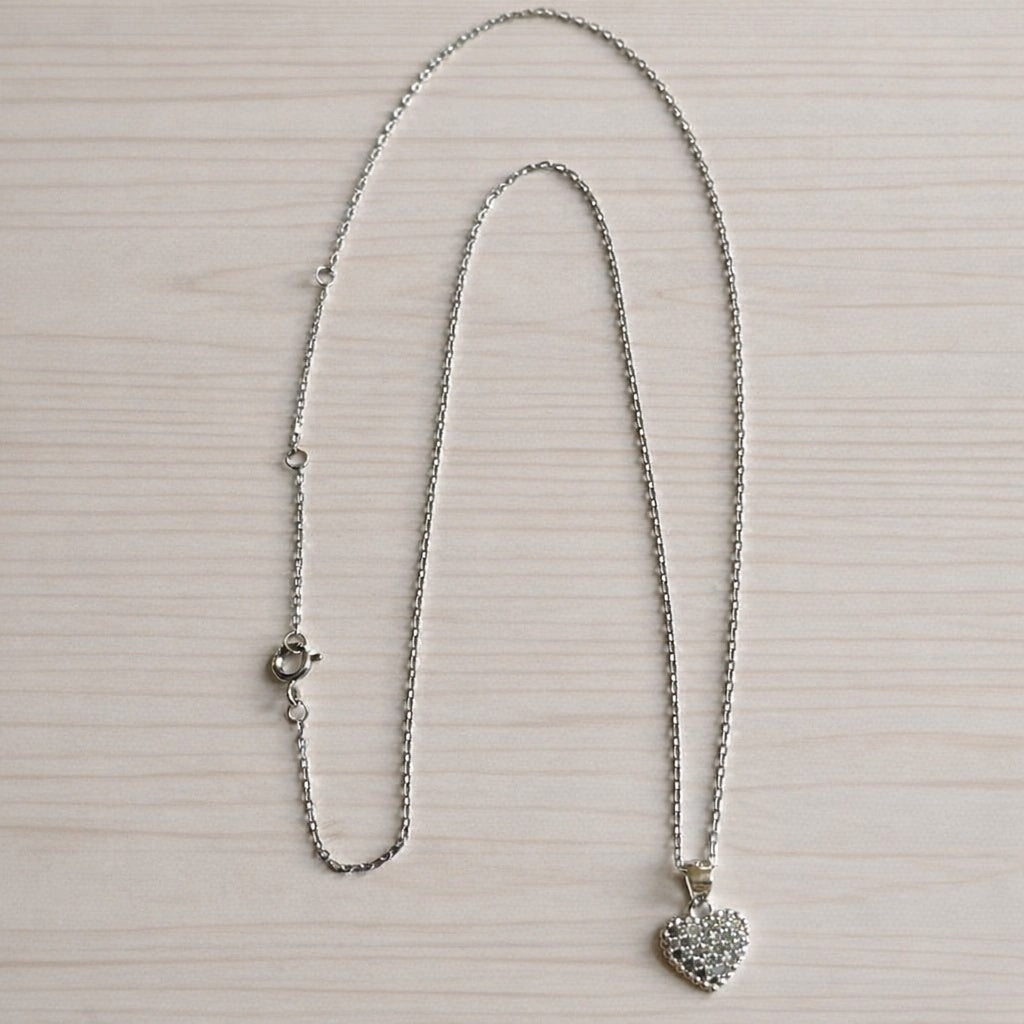 Small Heart Simulated Diamonds Necklace