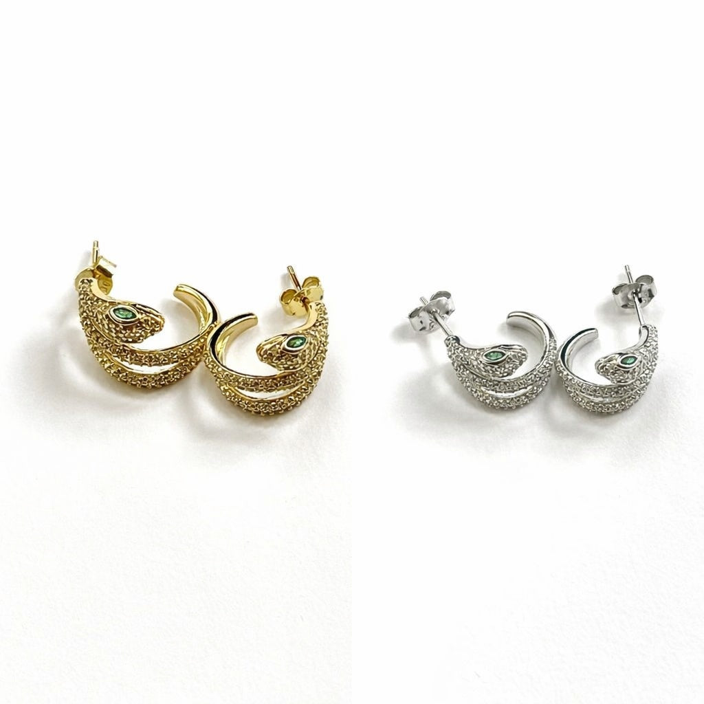 Medusa Pavé Serpent Hoop Earrings