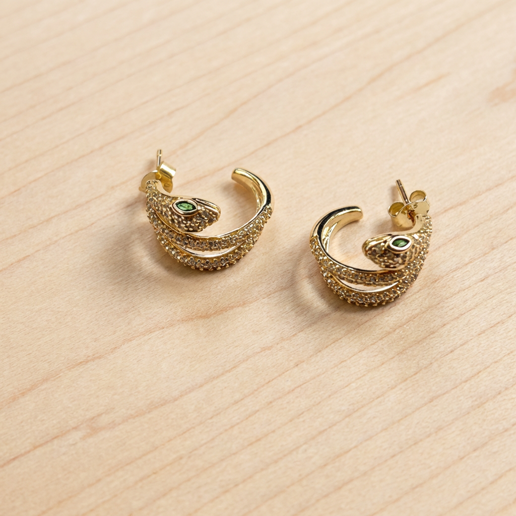 Medusa Pavé Serpent Hoop Earrings