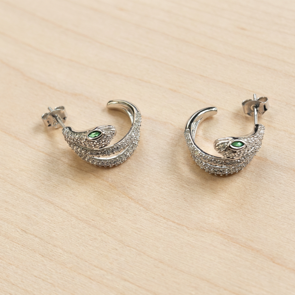 Medusa Pavé Serpent Hoop Earrings