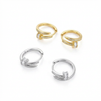 Nail Huggie Hoop Earrings with Simulated Diamonds