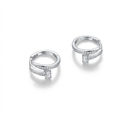 Nail Huggie Hoop Earrings with Simulated Diamonds