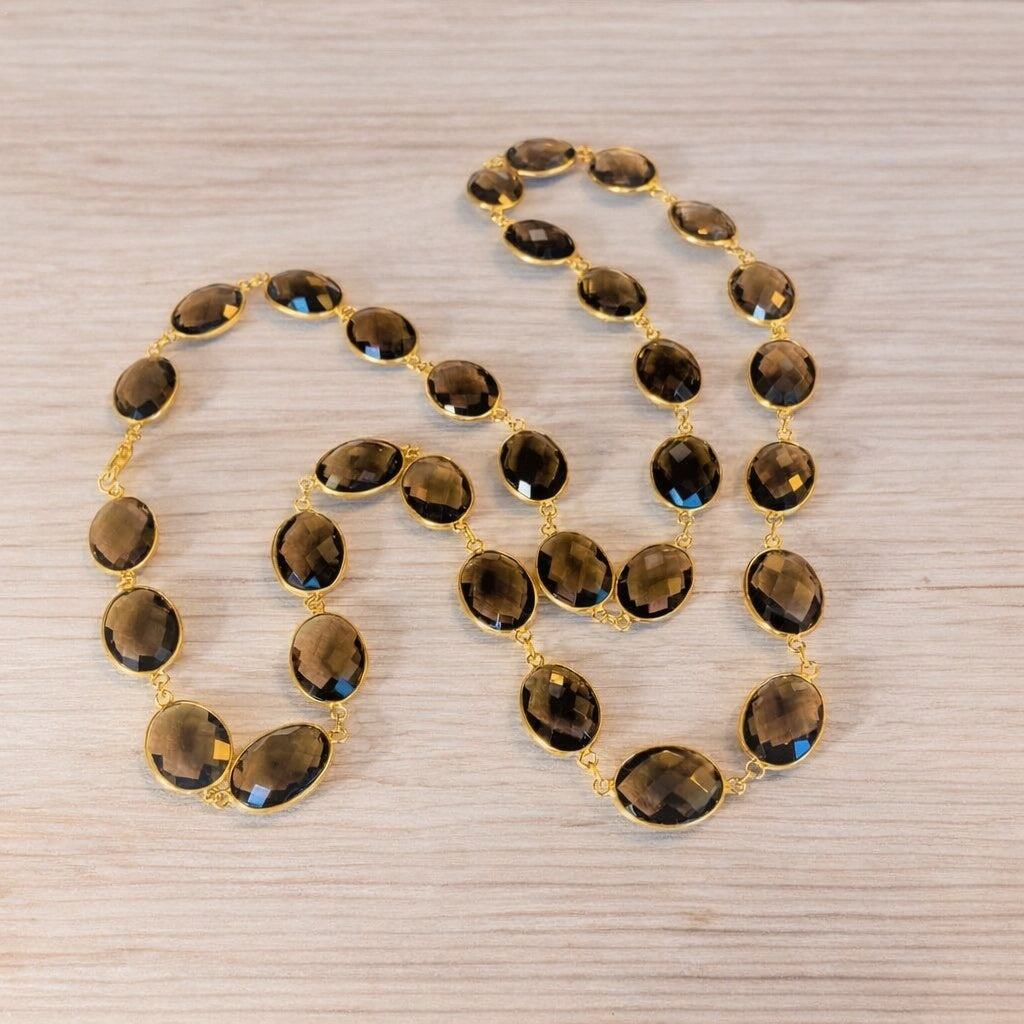 Ember One of a Kind Smoky Topaz Bezel Station Necklace