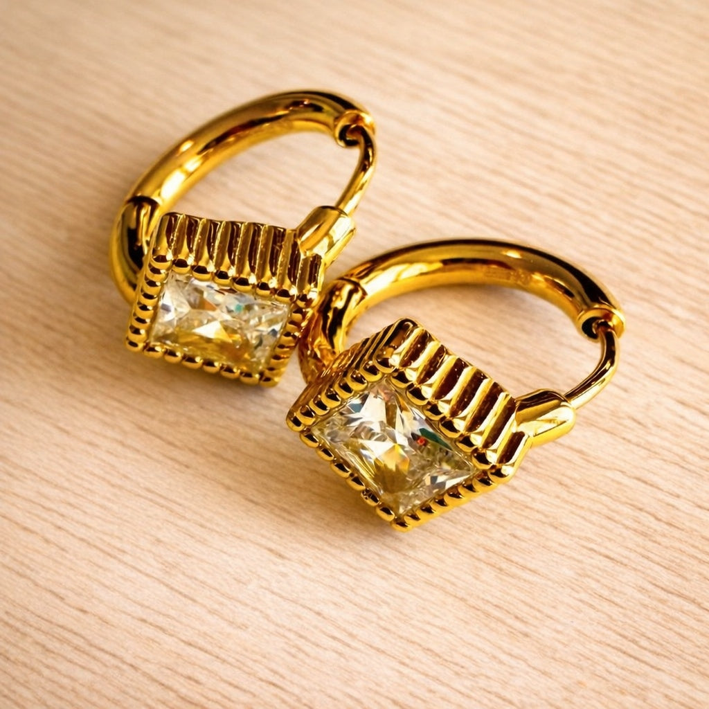 Regalia Princess-Cut Simulated Diamond Huggie Hoop Earrings