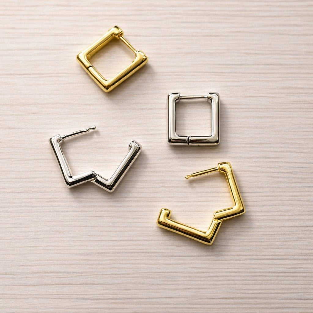Square Huggie Hoop Earrings