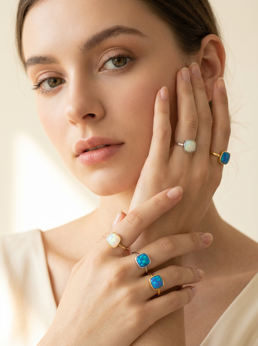 Opal square rings