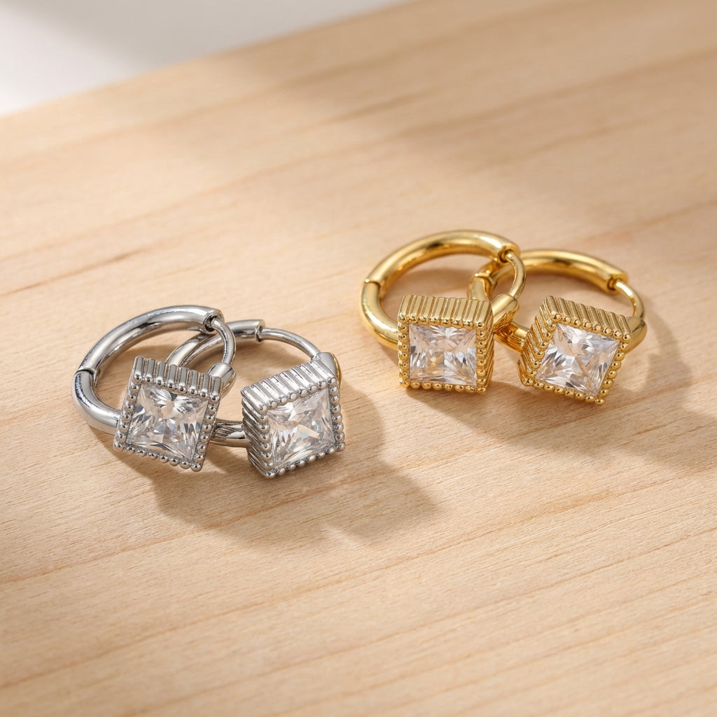 Regalia Princess-Cut Simulated Diamond Huggie Hoop Earrings