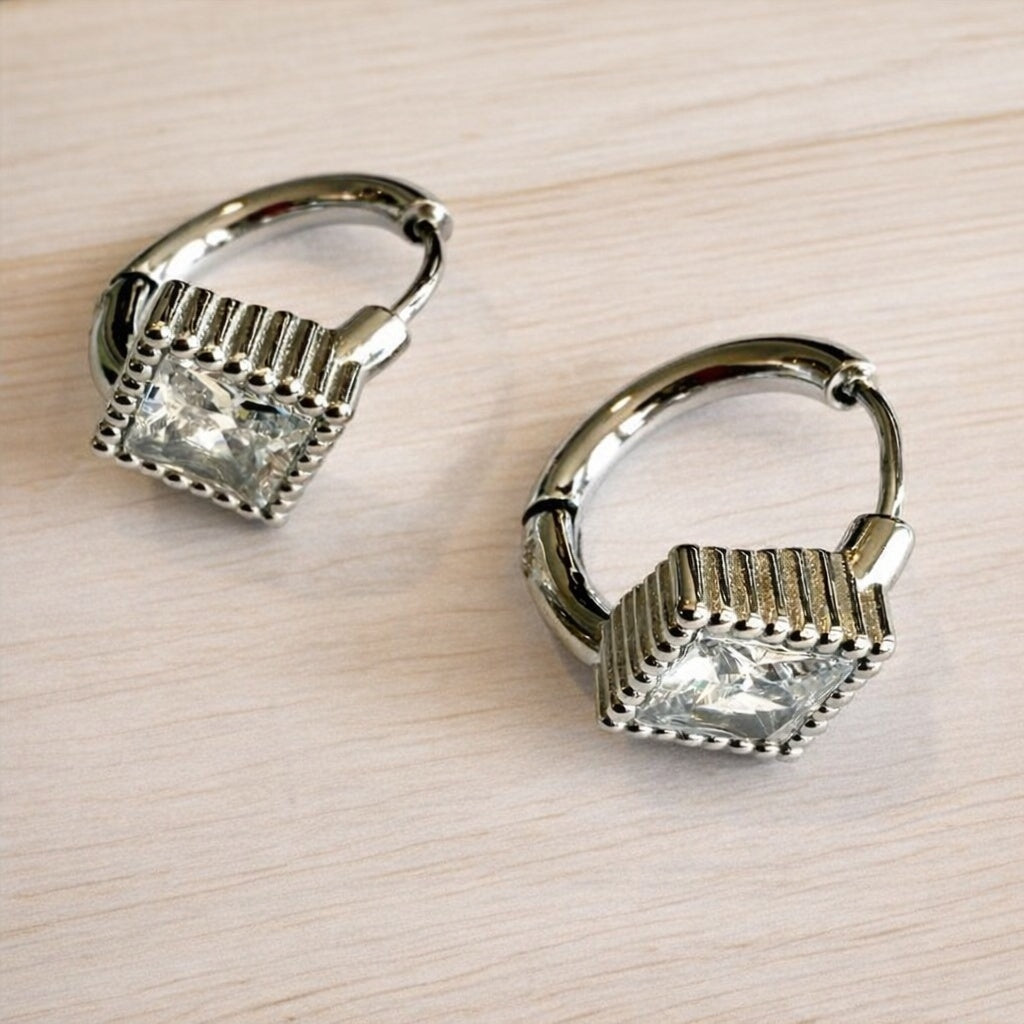 Regalia Princess-Cut Simulated Diamond Huggie Hoop Earrings