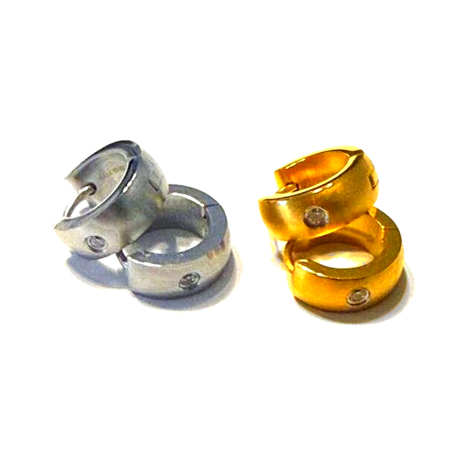 Éloise Simulated Diamond Huggie Hoops in Stainless Steel or 20K Gold Plating