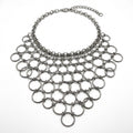 Vintage Circle Link Bib Necklace - Stainless Steel