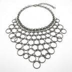 Vintage Circle Link Bib Necklace - Stainless Steel