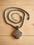 Fiore Pavé Simulated Diamond Quatrefoil Clover Pendant Necklace