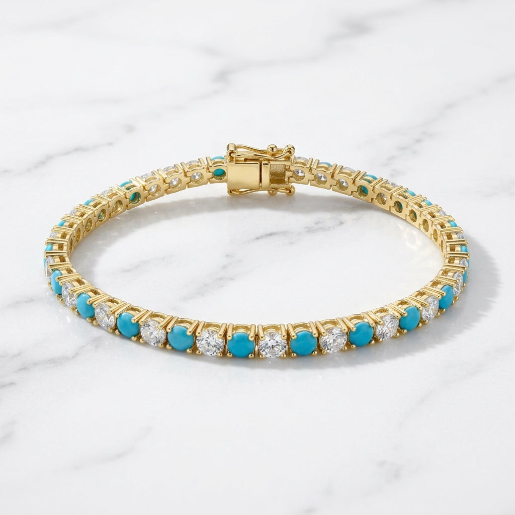 Sedona Sky Turquoise & Diamond Tennis Bracelet