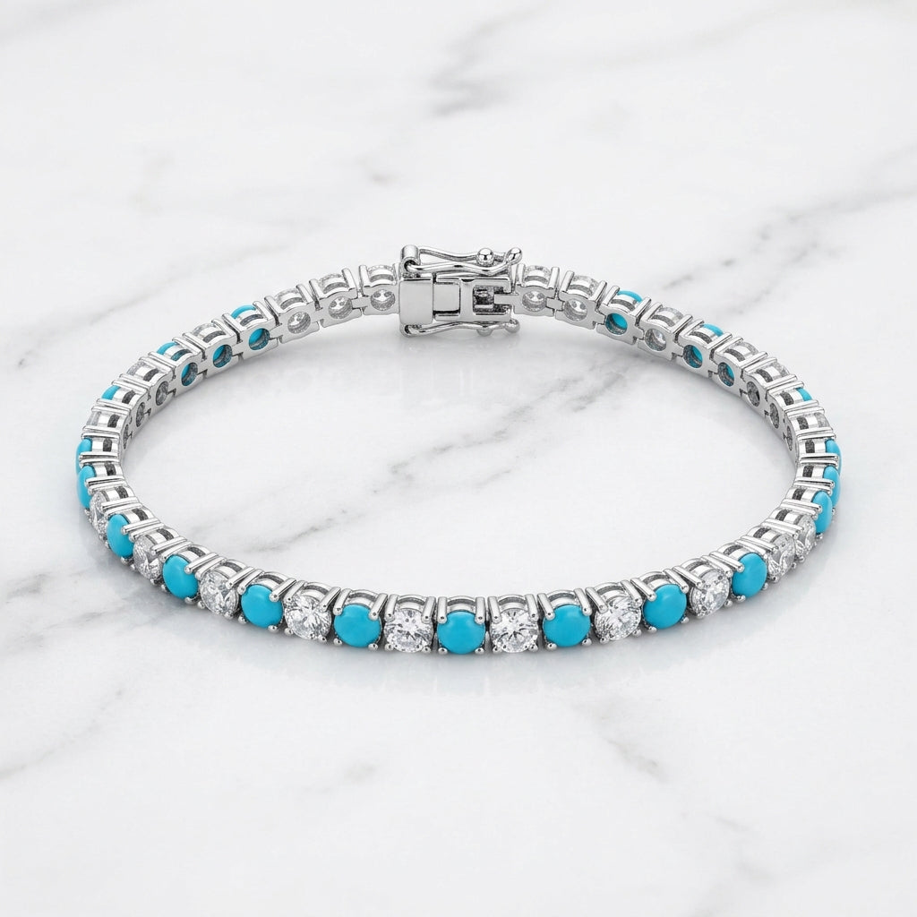Sedona Sky Turquoise & Diamond Tennis Bracelet