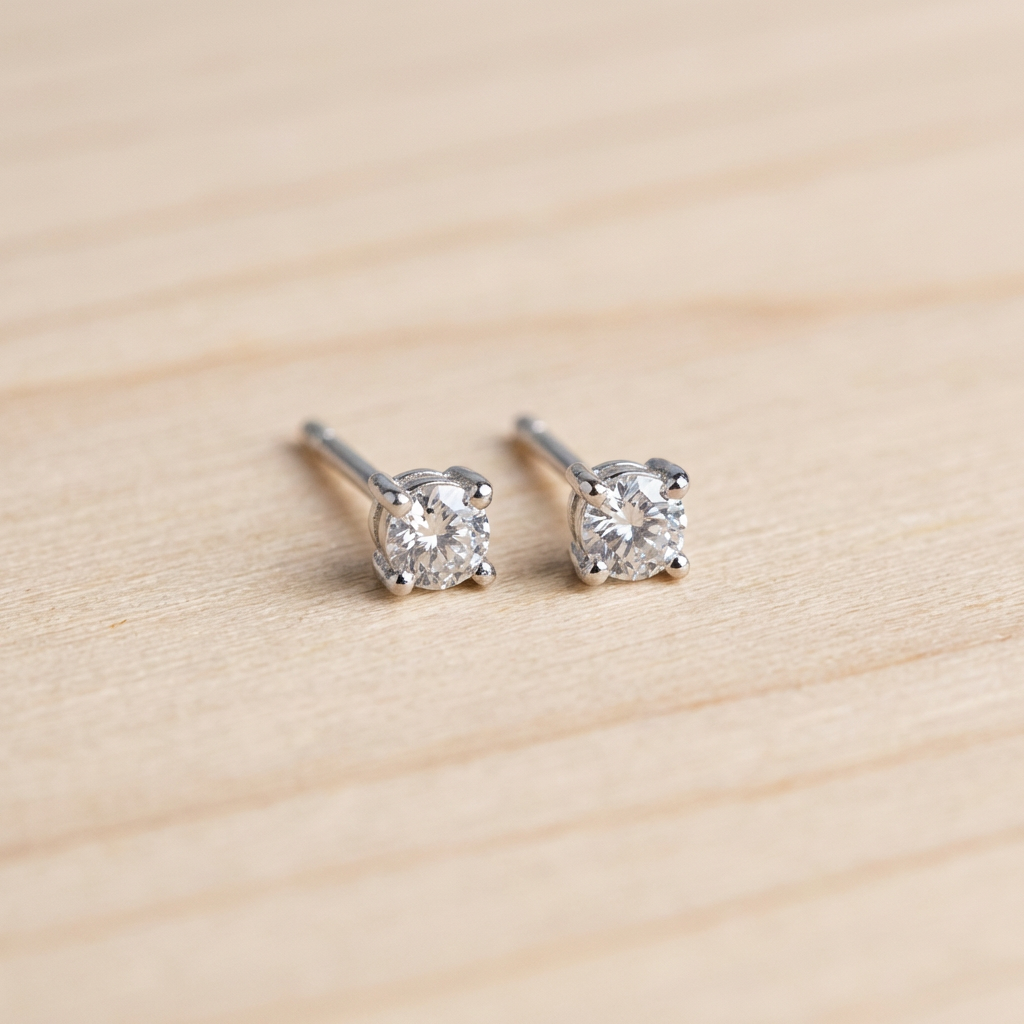 Simulated Diamond Solitaire Stud Earrings