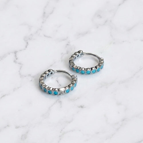 Beaded Turquoise Huggies