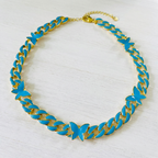 Flutter Enamel Butterfly Cuban Link Chain Necklace