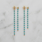 Delicate Gold Filled Drop Earrings in Turquoise or Black Onyx